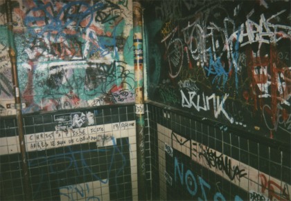 Bathroom graffiti at Foufounes Electriques, Montreal